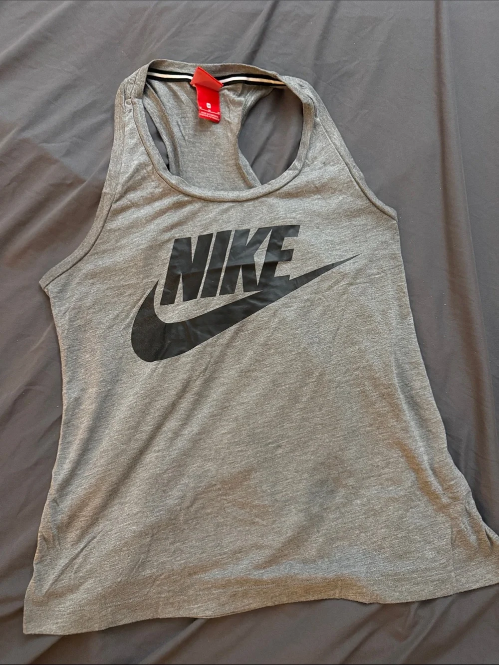Nike Grey Racerback Tank with Black Swoosh